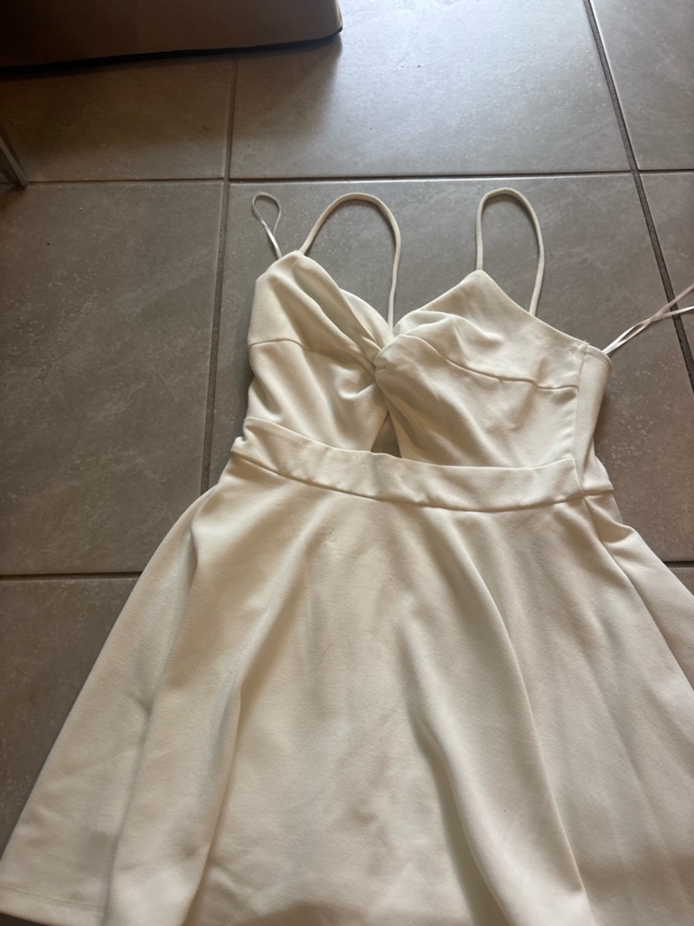 DEVON WINDSOR White Spaghetti Strap Fit & Flare Mini Dress